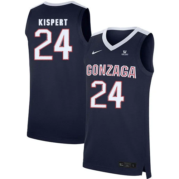 Football Jersey For Fanatics-Basketball Jersey For Fanatics-Gonzaga Bulldogs 24 Corey Kispert Navy College Basketball Basketball Jersey