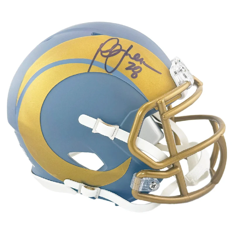 Rugby Helmet For Casual Rugby Play-Marshall Faulk Signed Los Angeles Rams Slate Alternate Speed Mini Football Helmet (Beckett)