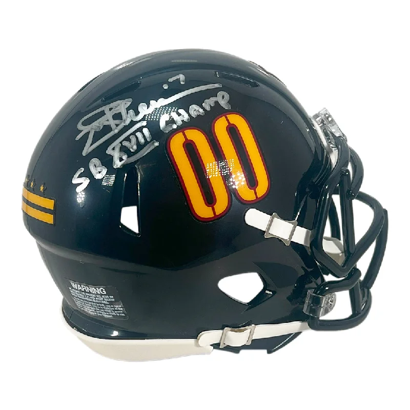 Rugby Helmet With Impact Absorption-Joe Theismann Signed SB XVII Champ Inscription Washington Commanders Alt 2022 Speed Mini Football Helmet (JSA)