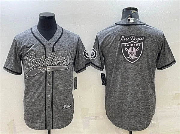 Baseball Jersey For Fan Merchandise-Men's Las Vegas Raiders Gray Team Big Logo With Patch Cool Base Stitched Baseball Jersey