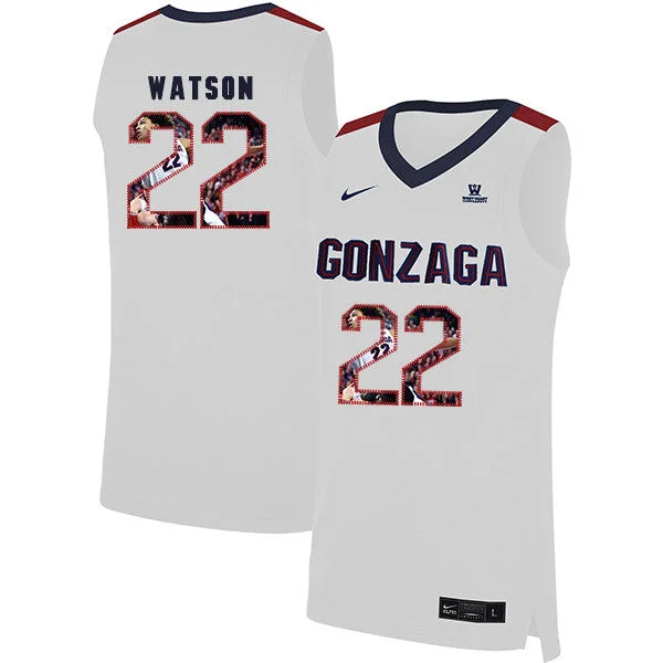 Football Jersey For Women-Basketball Jersey For Women-Gonzaga Bulldogs 22 Anton Watson White Fashion College Basketball Basketball Jersey