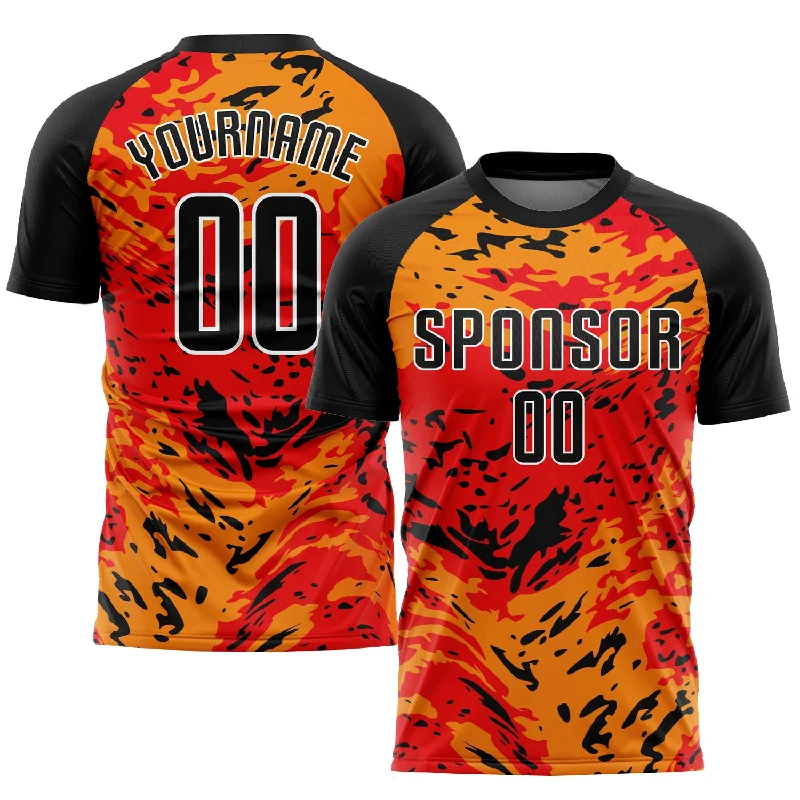 Football Jersey For Game Day Apparel-Custom Red Black-Gold Sublimation Soccer Uniform Jersey