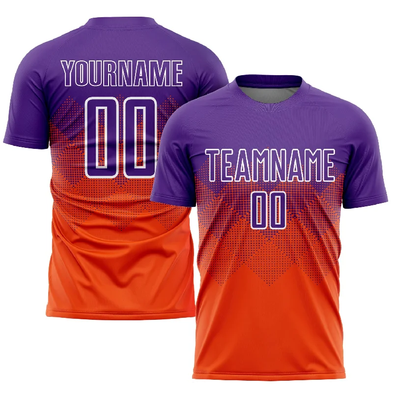 Football Jersey With Number And Name-Custom Orange Purple-White Sublimation Soccer Uniform Jersey