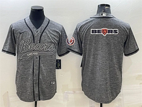 Baseball Jersey For Fans And Supporters-Men's Chicago Bears Gray Team Big Logo With Patch Cool Base Stitched Baseball Jersey