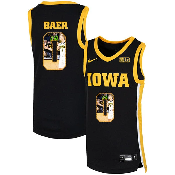 Football Jersey For Custom Player Merchandise-Basketball Jersey For Custom Player Merchandise-Iowa Hawkeyes 0 Michael Baer Black Basketball College Fashion Basketball Jersey