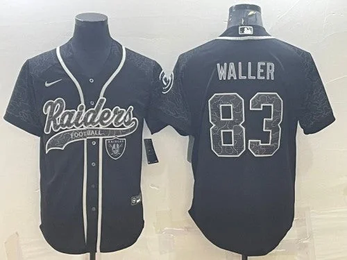 Baseball Jersey For School Uniforms-Men's Las Vegas Raiders #83 Darren Waller Black Reflective With Patch Cool Base Stitched Baseball Jersey