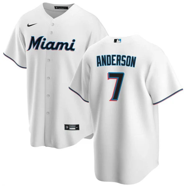 Baseball Jersey For Major League Apparel-Men's Miami Marlins #7 Tim Anderson White Cool Base Baseball Stitched Jersey