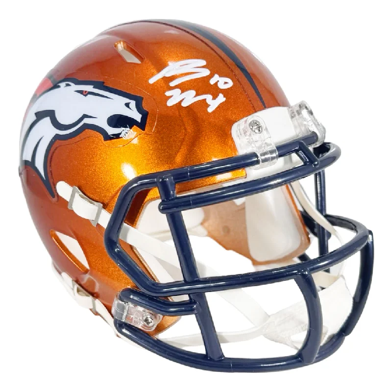 Rugby Helmet With Sturdy Protection-Bo Nix Signed Denver Broncos Flash Speed Mini Football Helmet (Beckett)