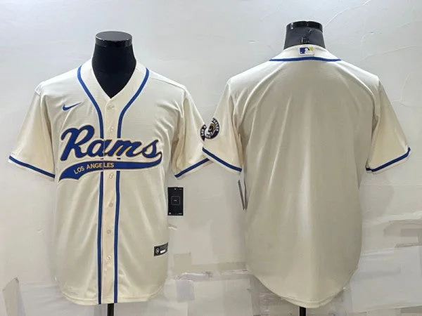 Baseball Jersey For Professional-Level Teams-Men's Los Angeles Rams Blank Bone Cool Base Stitched Baseball Jersey