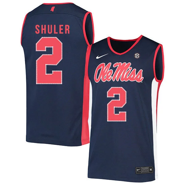 Football Jersey For Special Event Teams-Basketball Jersey For Special Event Teams-Ole Miss Rebels 2 Devontae Shuler Navy Basketball College Basketball Jersey