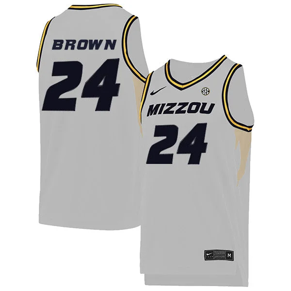 Football Jersey For High-Quality Fabric-Basketball Jersey For High-Quality Fabric-Missouri Tigers 24 Kobe Brown White College Basketball Basketball Jersey