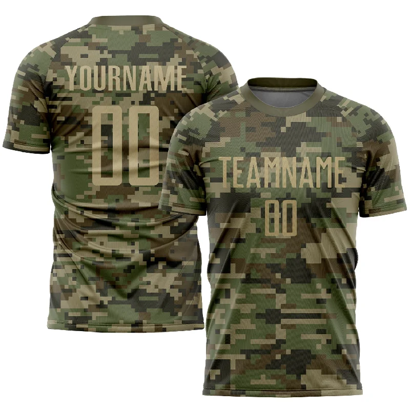 Football Jersey For Team Workouts-Custom Camo Vegas Gold-Olive Sublimation Salute To Service Soccer Uniform Jersey