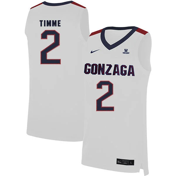 Football Jersey For Kids With Player Names-Basketball Jersey For Kids With Player Names-Gonzaga Bulldogs 2 Drew Timme White College Basketball Basketball Jersey