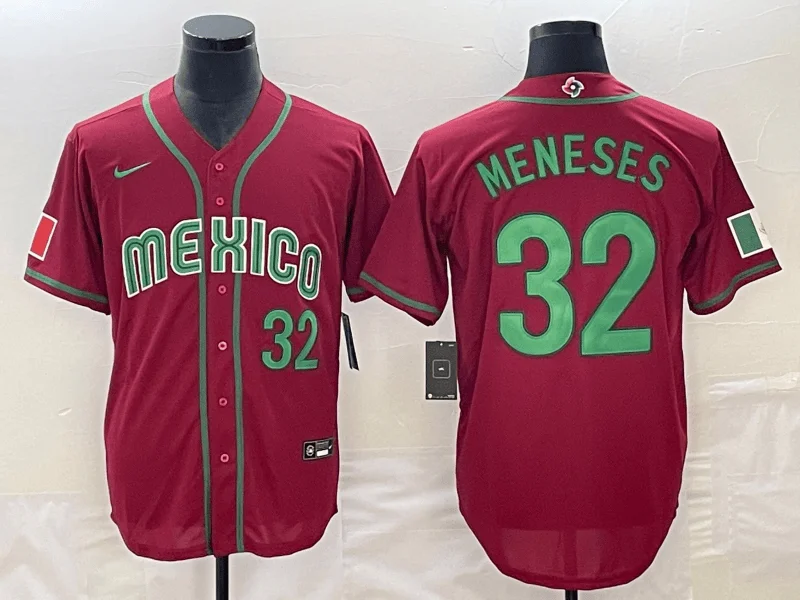 Baseball Jersey For High School Leagues-Men's Mexico Baseball #32 Joey Meneses 2023 Red World Baseball Classic Stitched Jersey