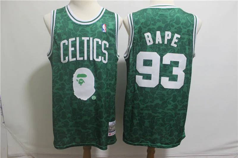 Football Jersey With Player Portraits-Basketball Jersey With Player Portraits-Celtics 93 Bape Green Hardwood Classics Basketball Jersey