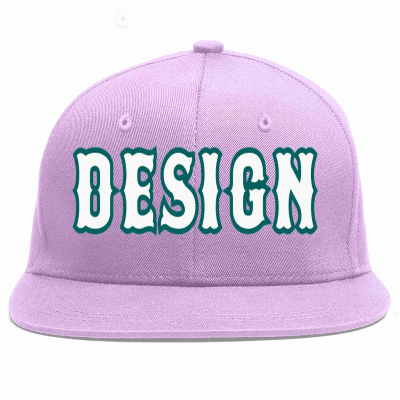 Baseball Cap With Cool Logo-Custom Light Purple White-Aqua Flat Eaves Sport Baseball Cap Design for Men/Women/Youth