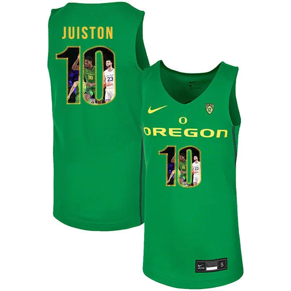 Football Jersey With Team Logo-Basketball Jersey With Team Logo-Oregon Ducks 10 Shakur Juiston Green Fashion College Basketball Basketball Jersey