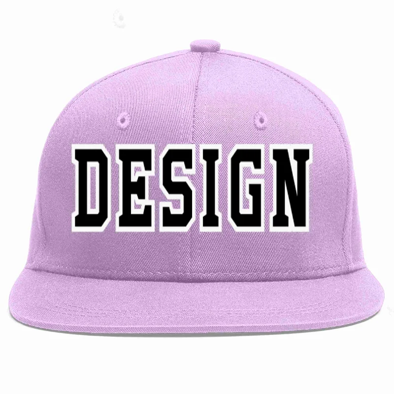 Baseball Cap With Vintage Styling-Custom Light Purple Black-White Flat Eaves Sport Baseball Cap Design for Men/Women/Youth