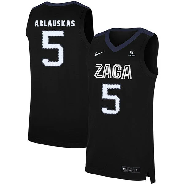 Football Jersey For Unique Player Orders-Basketball Jersey For Unique Player Orders-Gonzaga Bulldogs 5 Martynas Arlauskas Black College Basketball Basketball Jersey